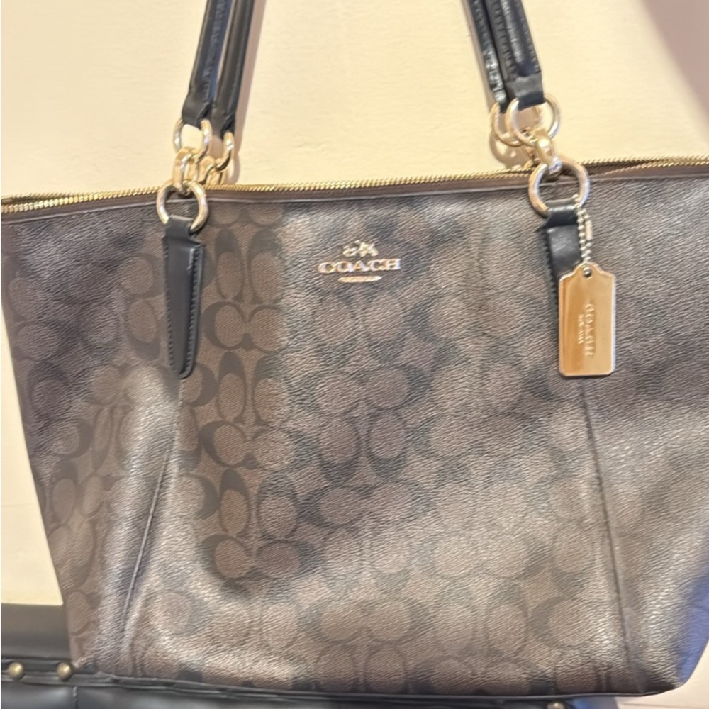 Coach Brown and Black Signature Tote